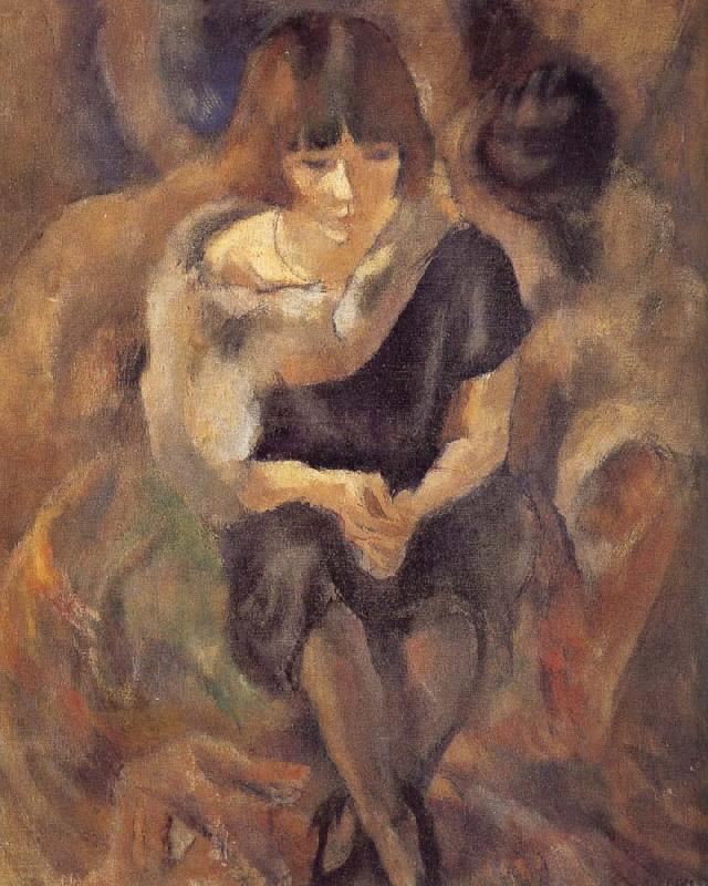 Jules Pascin Lucy wearing fur shawl oil painting picture